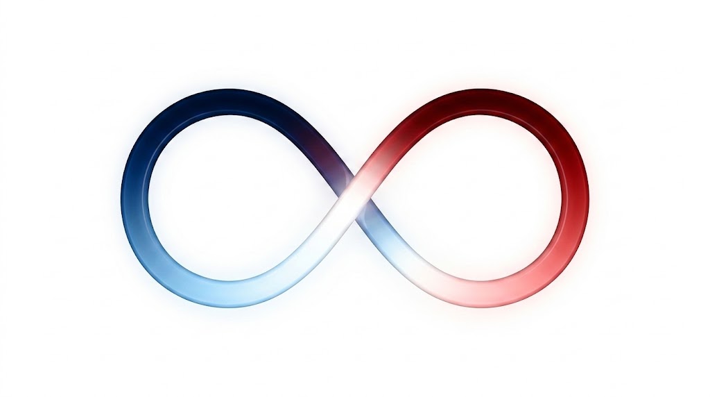Symbole infini en rouge bleu et blanc symbole du rythme de travail